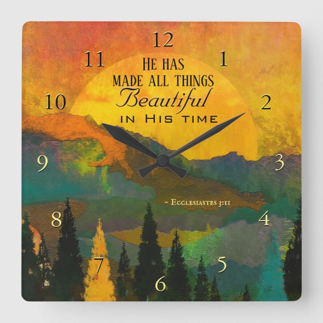 Reloj Cuadrado Eclesiastes 3:11 Ha hecho todo lo bello (Anverso)