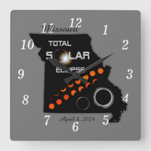 Reloj Cuadrado Eclipse solar de Missouri