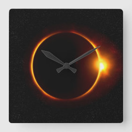 Reloj Cuadrado Eclipse solar Sol oscuro y luna