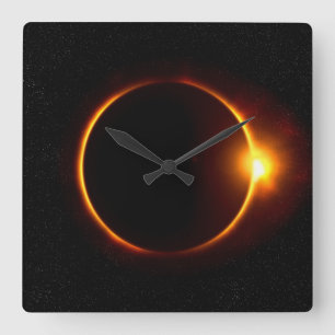 Reloj Cuadrado Eclipse solar Sun oscuro y luna