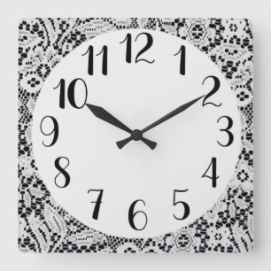 Reloj Cuadrado Ecru (Marfil) Lace on Black