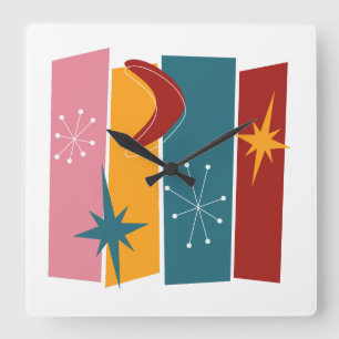 Reloj Cuadrado Edad Atómica Boomerang Starburst Rectangles MCM