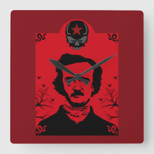 Reloj Cuadrado Edgar Allan Poe Black Raven