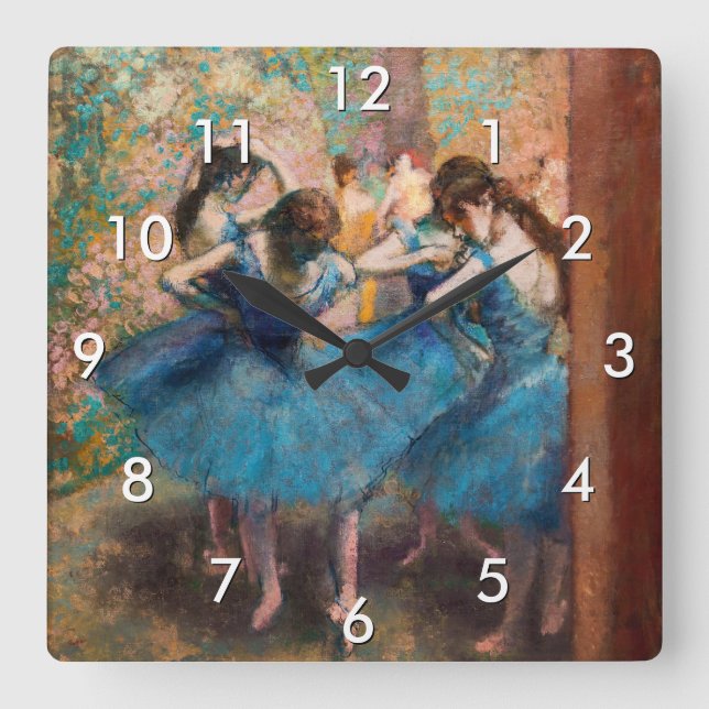 Reloj Cuadrado Edgar Degas - Bailarinas en azul (Anverso)