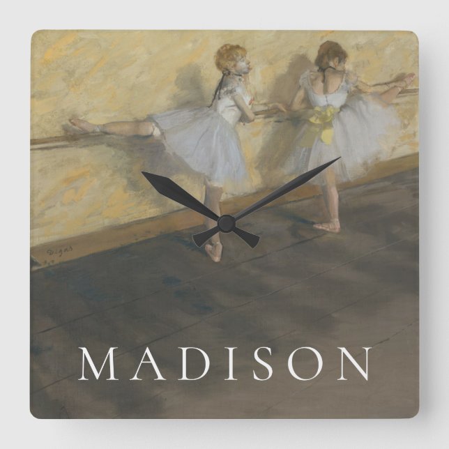 Reloj Cuadrado Edgar Degas | Bailarinas practicando en el Barre (Anverso)