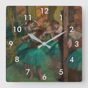 Reloj Cuadrado Edgar Degas - Bailarinas, rosa y verde