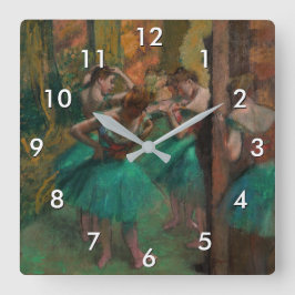 Reloj Cuadrado Edgar Degas - Bailarinas, rosadas y verdes