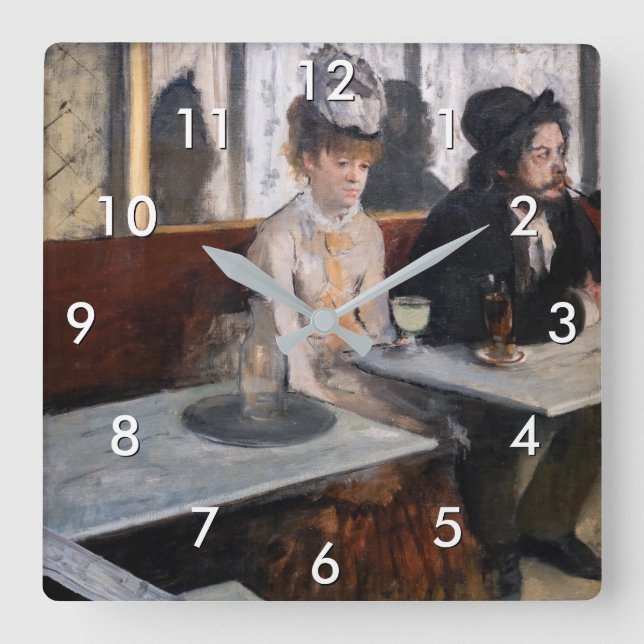 Reloj Cuadrado Edgar Degas - En un café / The Absinthe (Anverso)