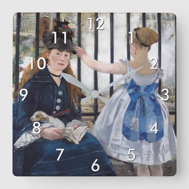 Reloj Cuadrado Edouard Manet - El ferrocarril (Anverso)