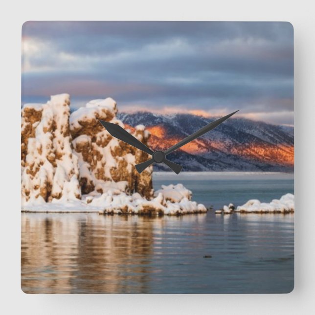 Reloj Cuadrado EE.UU., California, Sunrise at Mono Lake (Anverso)