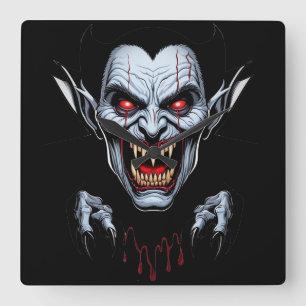 Reloj Cuadrado Eerie Vampire Face Wall Clock