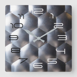 Reloj Cuadrado Efecto 3D del hexágono - Textura del patrón Metali