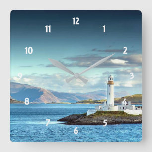 Reloj Cuadrado Eilean Musdile Lighthouse Scotland Scenic View
