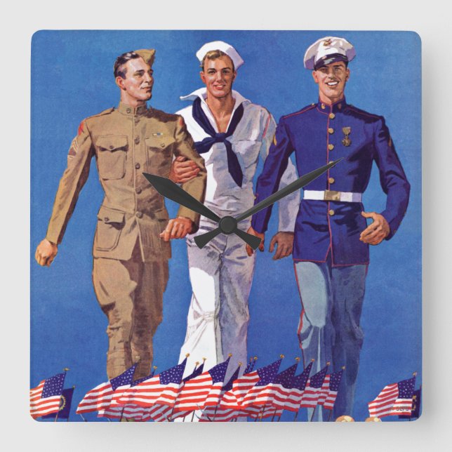 Reloj Cuadrado Ejército, marina de guerra y infantes de marina (Anverso)