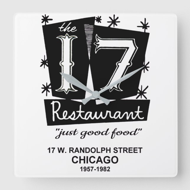Reloj Cuadrado El 17 Restaurant, Chicago, IL (Anverso)