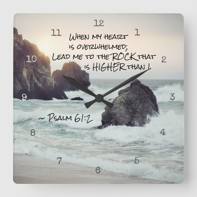 Reloj Cuadrado El 61:2 del salmo me lleva a la roca que es más (Anverso)