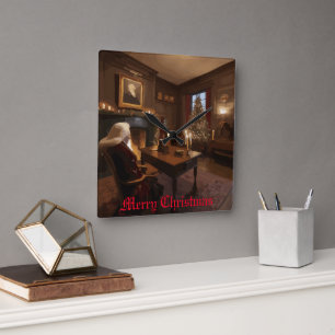 Reloj Cuadrado El acogedor rincón de Santa