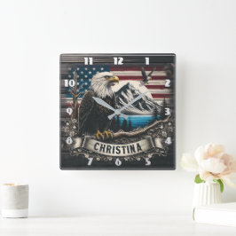 Reloj Cuadrado El águila majestuoso contra el paisaje montañoso