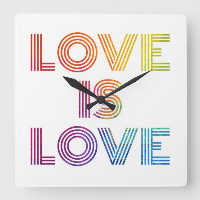 Reloj Cuadrado El amor es amor | Rayas modernas (Anverso)