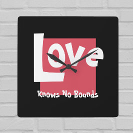 Reloj Cuadrado El amor no conoce límites Black Acrylic Wall Clock