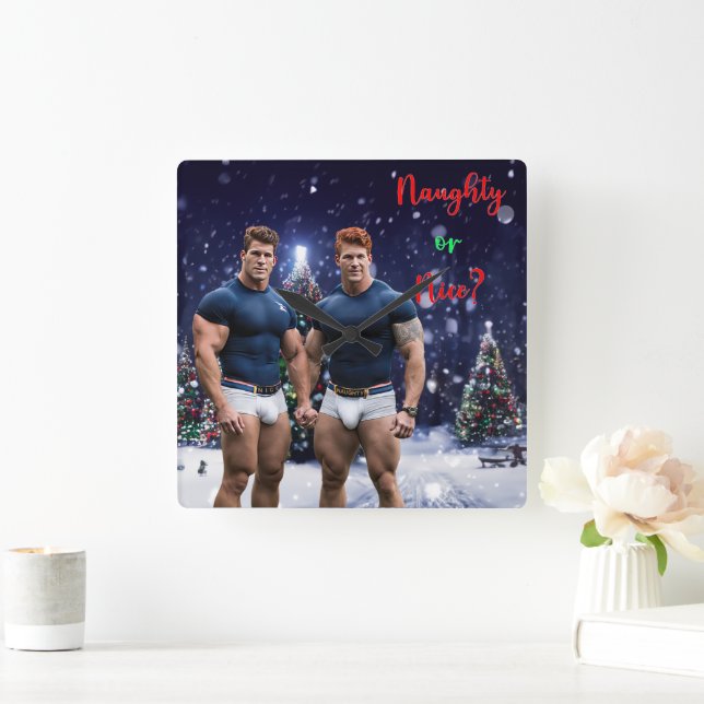 Reloj Cuadrado El árbol de Navidades de SlipperyJoe con cubierta  (Hogar)