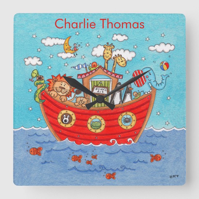 Reloj Cuadrado El Arca de Noé personalizada (Anverso)