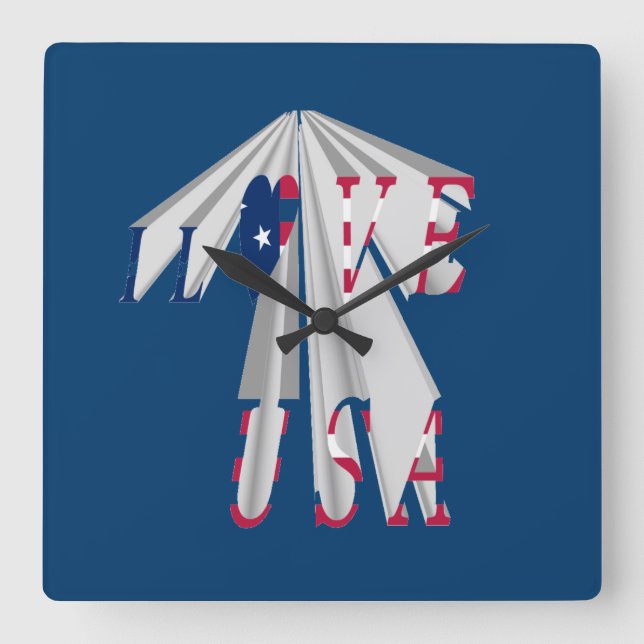 Reloj Cuadrado El ascenso del patriotismo: Amo el arte perspectiv (Anverso)