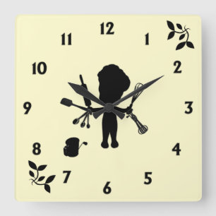 Reloj Cuadrado El Baker Gira Sus Utensilios / Herramientas Amaril