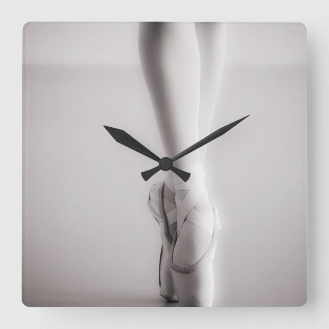 Reloj Cuadrado El ballet Pointe calza los deslizadores del baile (Anverso)