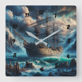 Reloj Cuadrado El barco fantasma Mary Celeste atormentando el mis