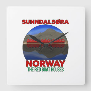 Reloj Cuadrado El Barco Rojo Casas Sunndalsøra Noruega