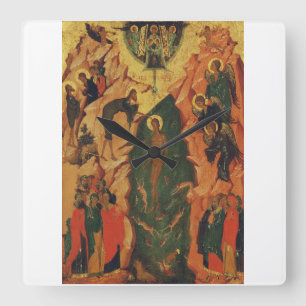Reloj Cuadrado El bautismo de Jesucristo icono bizantino