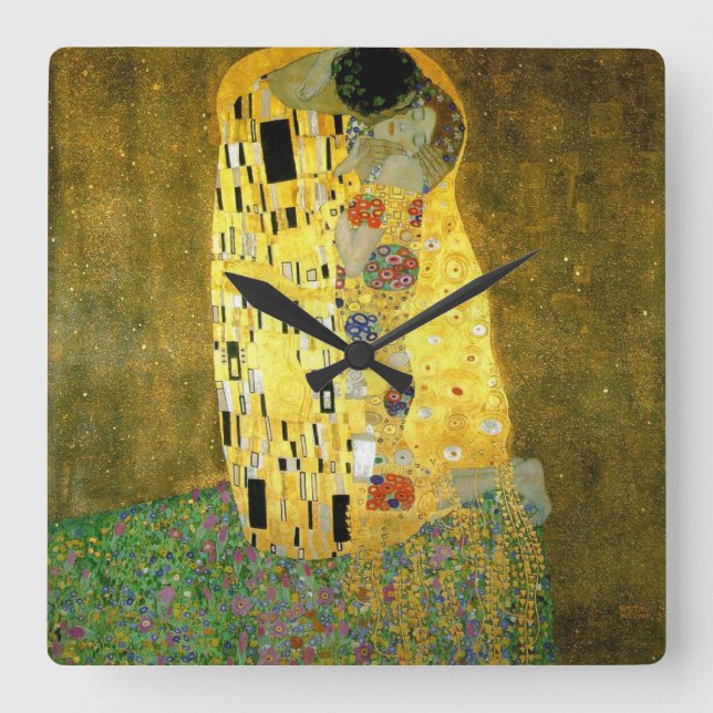 Reloj Cuadrado El beso de Gustavo Klimt (Anverso)