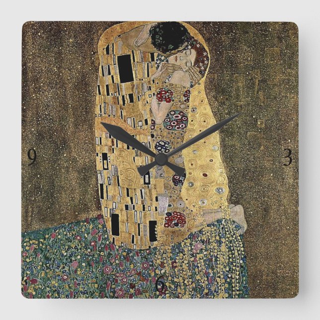 Reloj Cuadrado El beso de Gustavo Klimt (circa 1908) (Anverso)