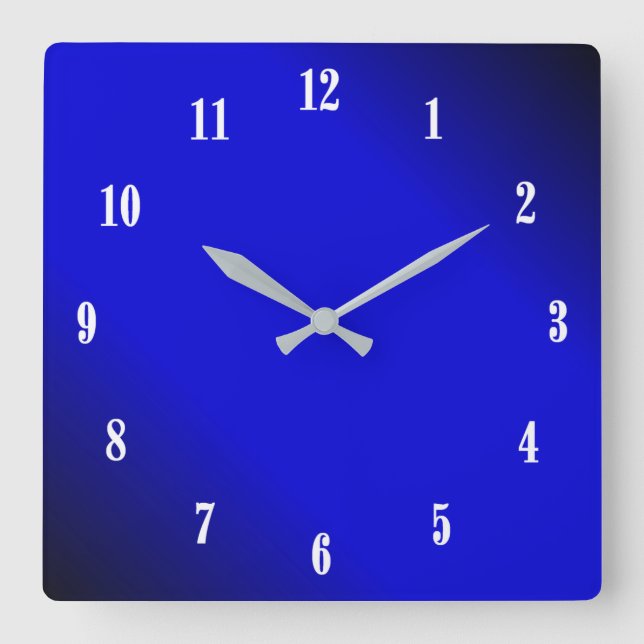 Reloj Cuadrado El blanco eléctrico del azul de cobalto numera el (Anverso)