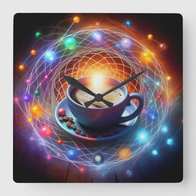 Reloj Cuadrado El café y el cosmos: Una sicigia de la energía (Anverso)