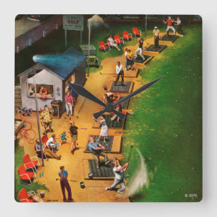 Reloj Cuadrado El campo de prácticas del golf de Juan vacila