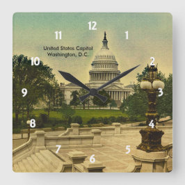 Reloj Cuadrado El Capitolio de los Estados Unidos de la Bibliotec