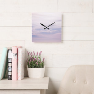 Reloj Cuadrado El cielo del atardecer caribeño Pastel para las nu