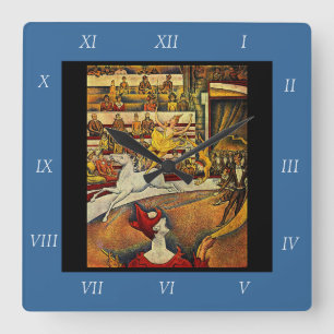 Reloj Cuadrado El circo de Georges Seurat (1891) - Payaso y jinet
