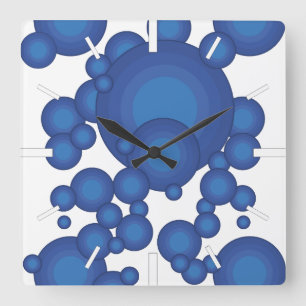 Reloj Cuadrado El círculo de estilo del año 70 azul