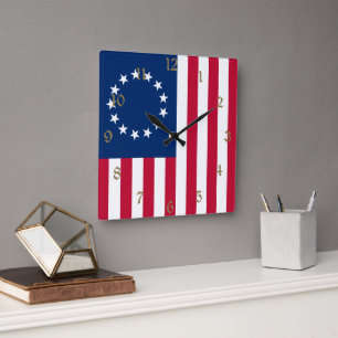 Reloj Cuadrado El círculo de las estrellas, la bandera estadounid