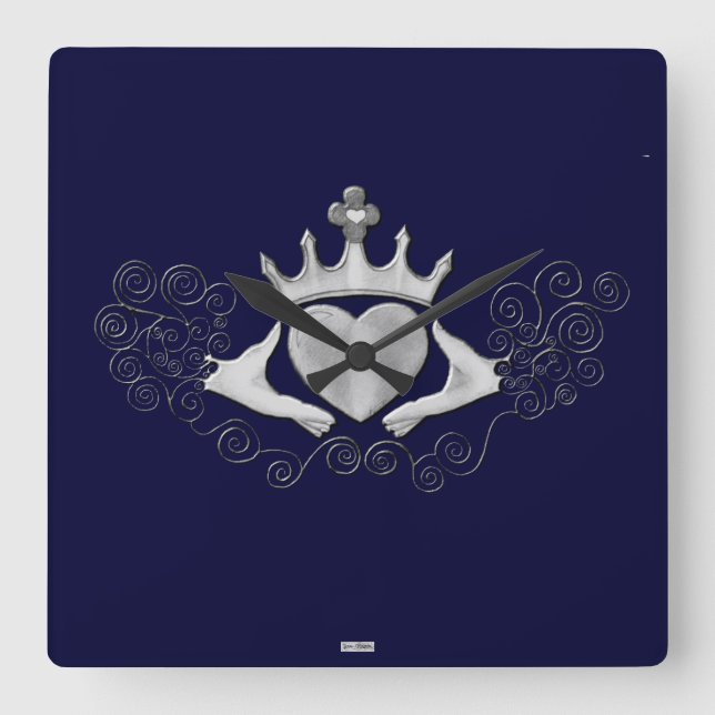 Reloj Cuadrado El Claddagh (plata) (Anverso)