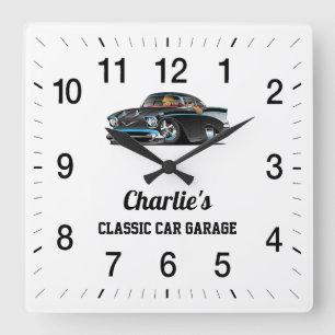 Reloj Cuadrado El clásico garaje de coches de Charlie