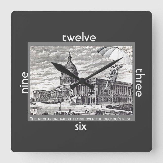Reloj Cuadrado El congreso es conejo mecánico del cuco (Anverso)