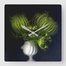 Reloj Cuadrado El corazón verde en negro