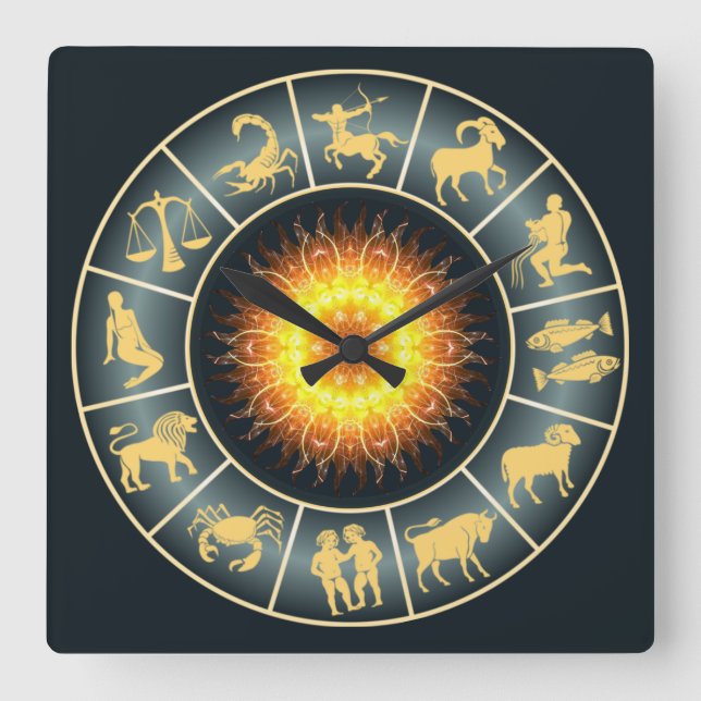 Reloj Cuadrado El ~ del zodiaco tostó el ~ occidental de la (Anverso)
