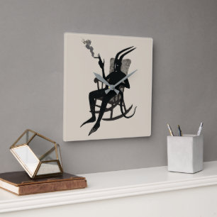 Reloj Cuadrado El Descanso del Diablo – Arte de Pared de Humor Os