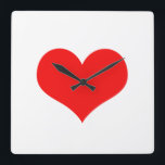 Reloj Cuadrado El día de San Valentín Corazón Rojo Cute Regalo Pe<br><div class="desc">Impreso con un gran patrón cardíaco rojo en un fondo sólido de color blanco.</div>