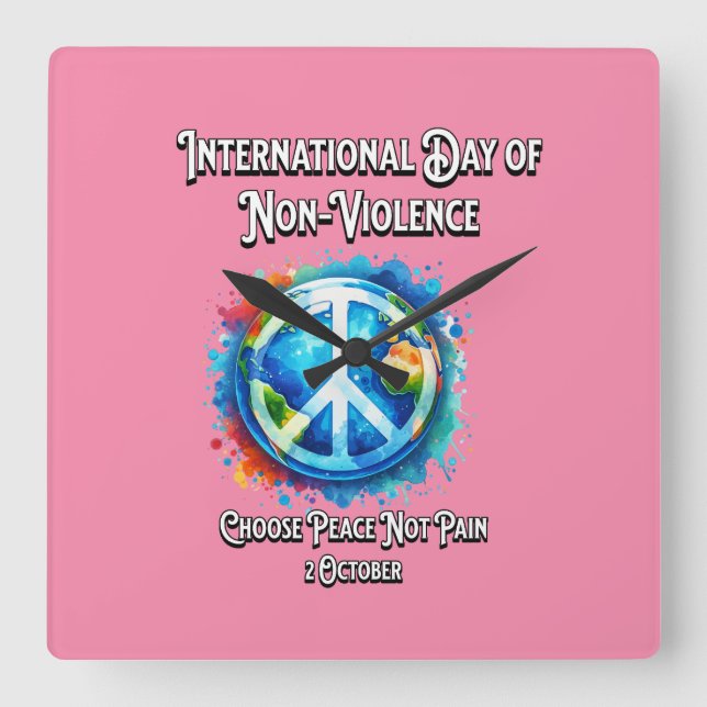 Reloj Cuadrado El Día Internacional de la No Violencia. 2 de octu (Anverso)